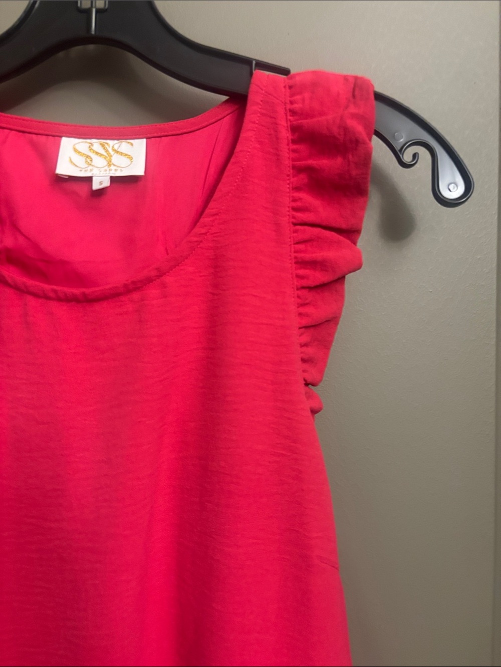 Sleeveless with slight High-Low; Ruffle Shoulders racerback - Picture 3 of 4